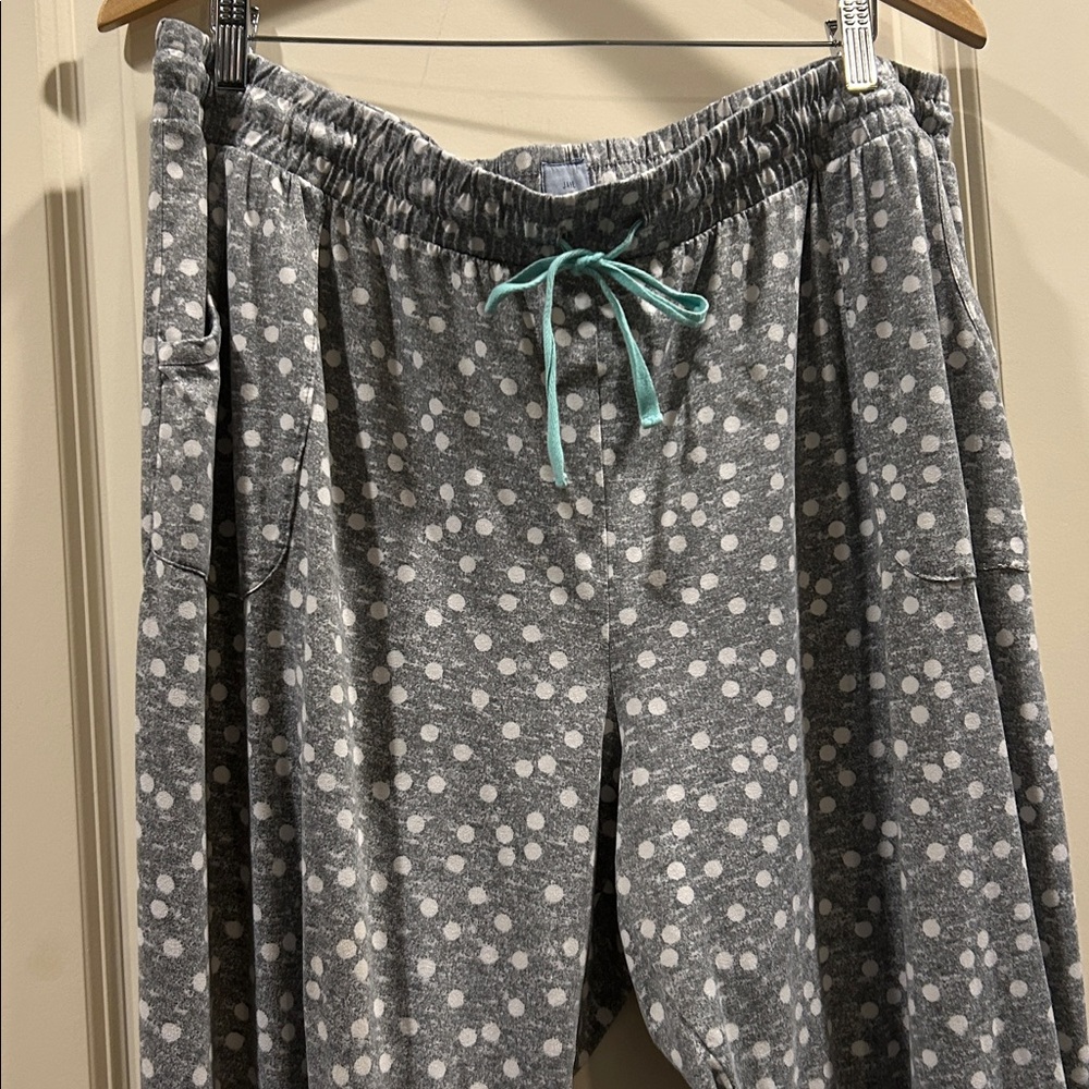 Jane and Bleecker SOFT polkadot print pajama lounge pants jogger pockets size XL